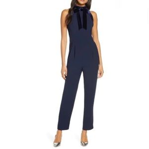 1901 | Velvet Trim Halter Jumpsuit | NWT | Size 4